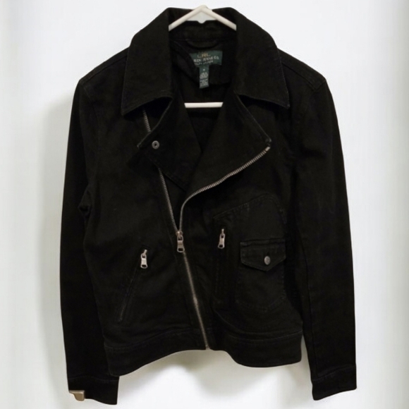 Other - LRL Lauren Jeans Manhatten Denim Black Jean Jacket Womens Size M